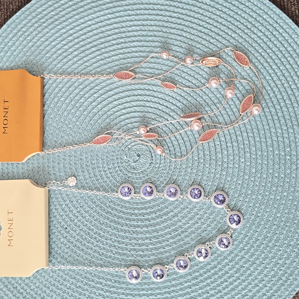 MONET BRAND WOMEN'S FASHION JEWELRY BUNDLE OF 2 NECKLACES